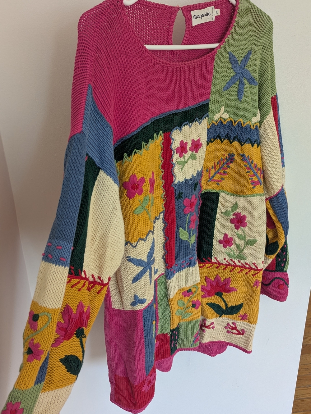 Multicolor Patchwork Floral Knit Sweater - Picture 2 of 5
